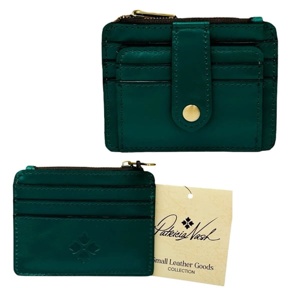 Patricia Nash Full-Grain Leather Cassis ID Credit Card Case Wallet Aqua Green