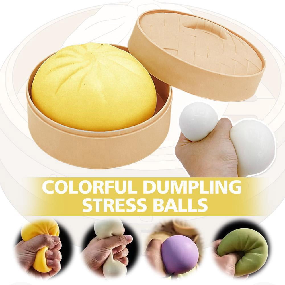 4 Pcs Easter Basket Stuffers for Kids Toddlers, Steamed Bun Squishies Stress Ball Sensory Toys, Valentine's Day Gifts Stocking Stuffers Party Favors