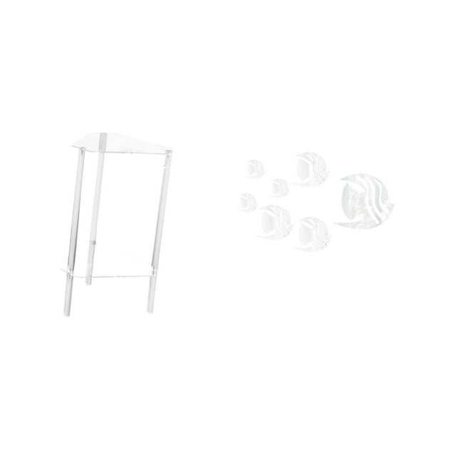 Mesita de noche,Mesa auxiliar de acrílico transparente,mesa auxiliar transparente de 2 niveles,Adhesivo de pared,Calcomanías de pared de peces para dormitorio,sala de estar y
