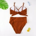 thumbnail image 4 of Gubotare Bikinis For Women 2023 Women Back Braided Straps Bikini Sets Reversible Bottom Strappy Lace Up 2 Piece Swimsuits,Brown XXL, 4 of 5