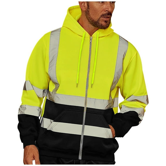 Chandail à Capuchon à Enfiler Haute Visibilité pour Hommes pour Travaux Routiers Manches Longues Hauts Robustes Vêtements d'Extérieur