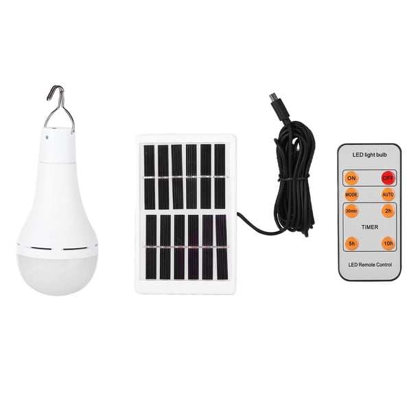 Bombilla solar LED de 9 W, luz blanca positiva de 5 velocidades, sensible a la luz, luz de emergencia, bombilla inteligente para acampar al aire libre.