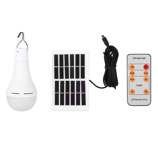 Bombilla solar LED de 9 W, luz blanca positiva de 5 velocidades, sensible a la luz, luz de emergencia, bombilla inteligente para acampar al aire libre.