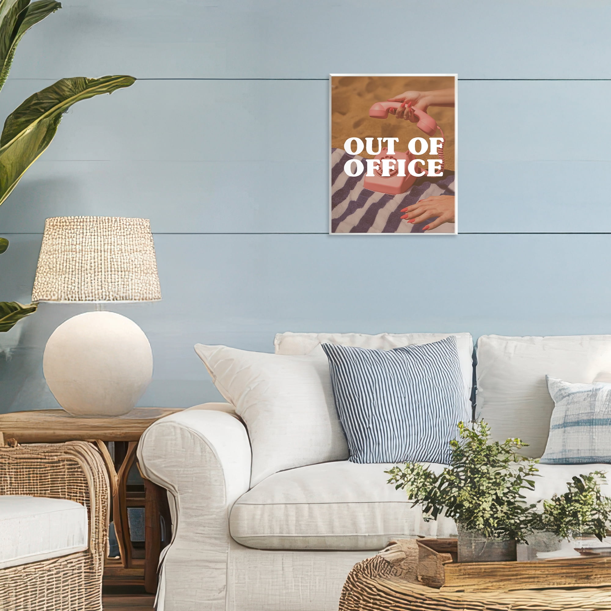 Out of Office Pink Phone Wall Plaque Art, design by Lil' Rue