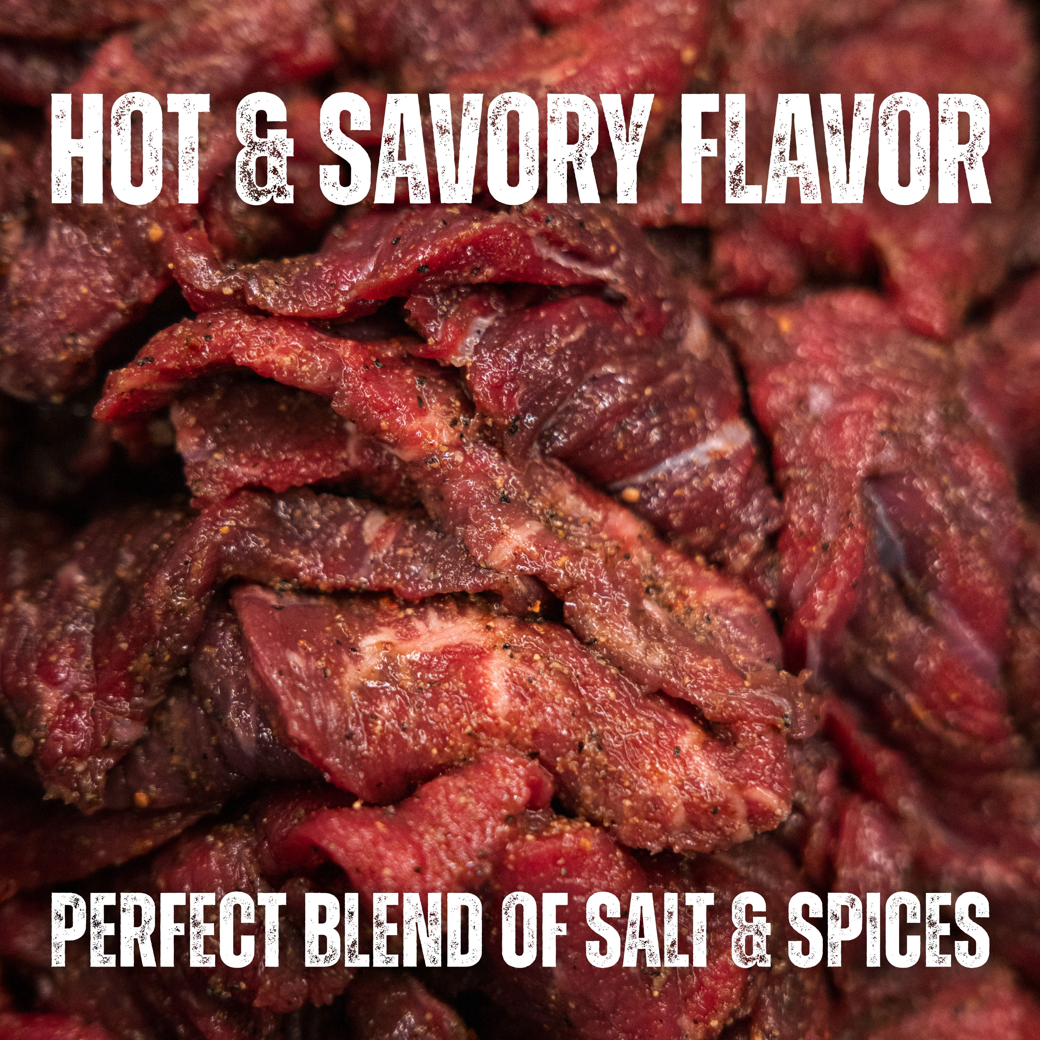 The Bearded Butchers Hot Jerky Seasoning & Natural Cure DIY Kit, Makes 10 lbs of Jerky, Clean Label Cure with Celery & Cherry Powder, Spicy Mix