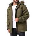 thumbnail image 4 of INSPIRE CHIC Men's Winter Warm Coat Fleece Lined Thicken Hooded Parka Jacket S Dark Green, 4 of 6