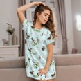 thumbnail image 3 of Honeii Duck Animals Farm Print Women's Loose Short Sleeve Nightgown, Soft Cotton Sleepwear, Comfy Loose Fit Pajama Dress for Sleep and Lounge, 3 of 6