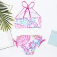 thumbnail image 4 of 2 Pcs Girl Swimwear Floral Tops Drawstring Bikini Bottoms Suit Girls Suit Girls Bikini New Split Girls Size 14 Swimsuit Cow Print Apparel Swimsuit for Girls Girls Bikini Size Girl Swimsuit Size 6, 4 of 7
