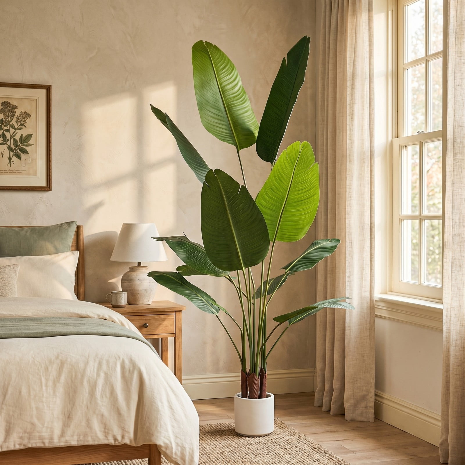 BEAUTYPEAK 5.3Ft Artificial Birds of Paradise Plant Faux Banana Leaf Tree Fake Tropical Palm Tree Indoor Outdoor Floor Plant
