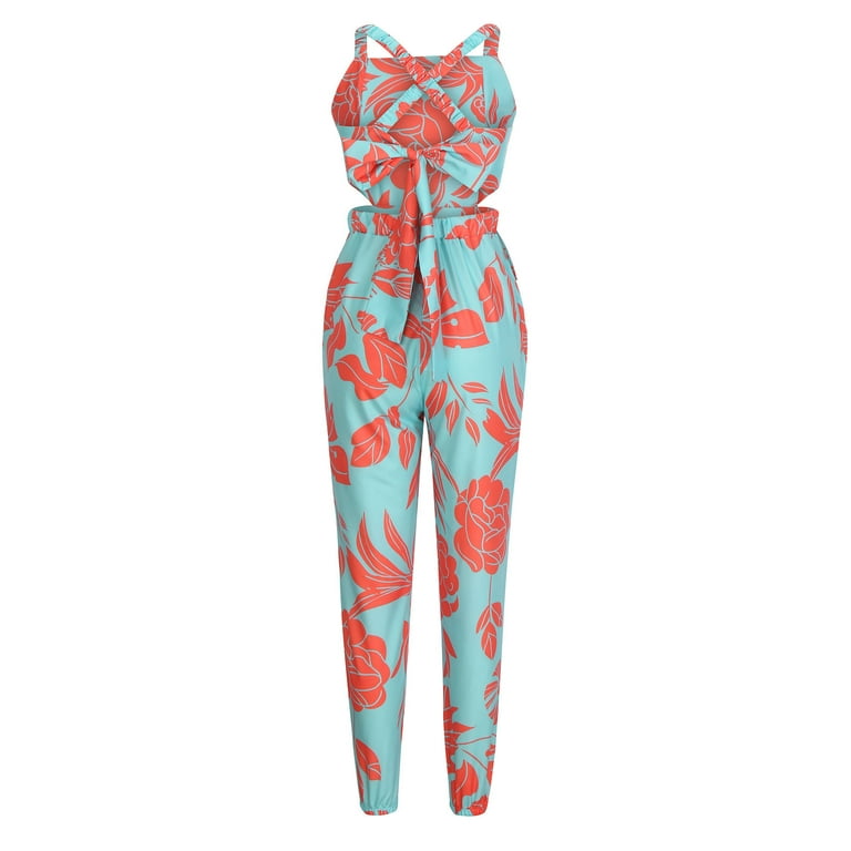 Women's Jumpsuits Women's Overalls With Suspenders And Printing Casual  Jumpsuit Tietoc 