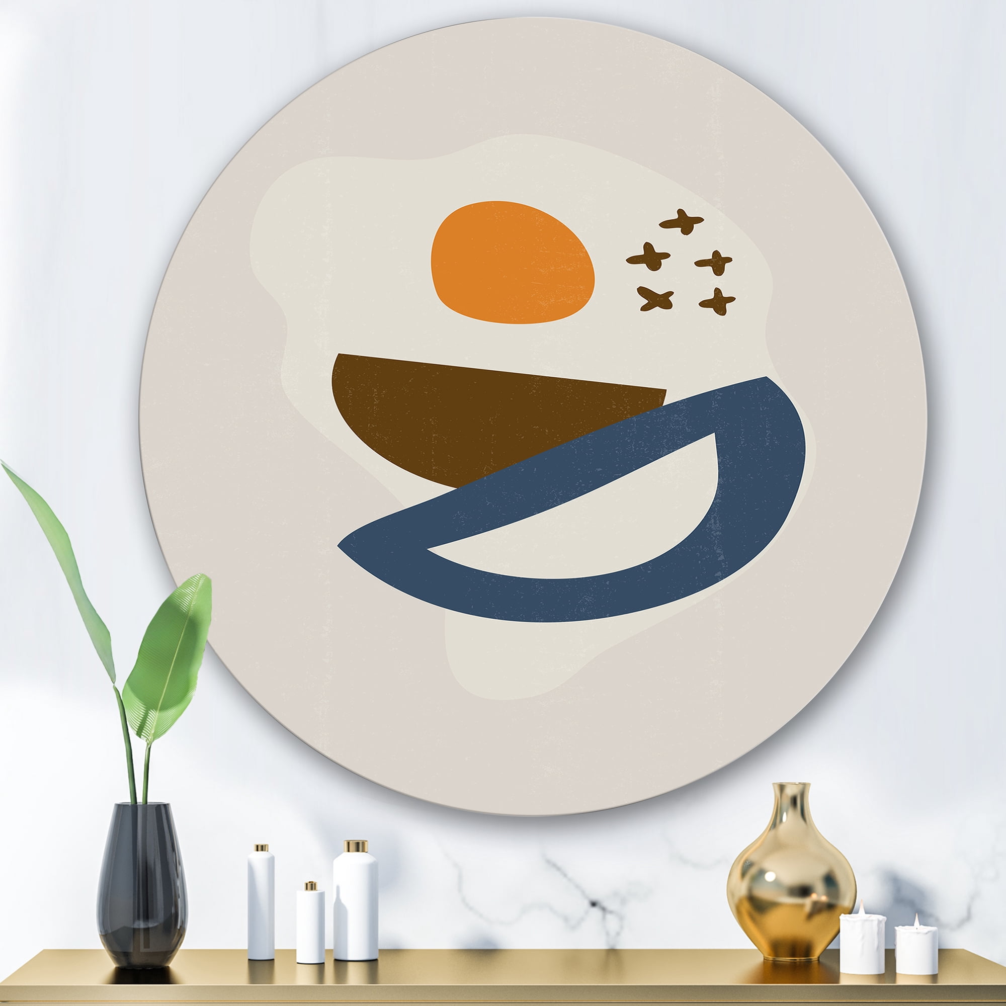 Abstract Moon and Sun Geometric Print I 29 in x 29 in Painting Art Prints, by Designart