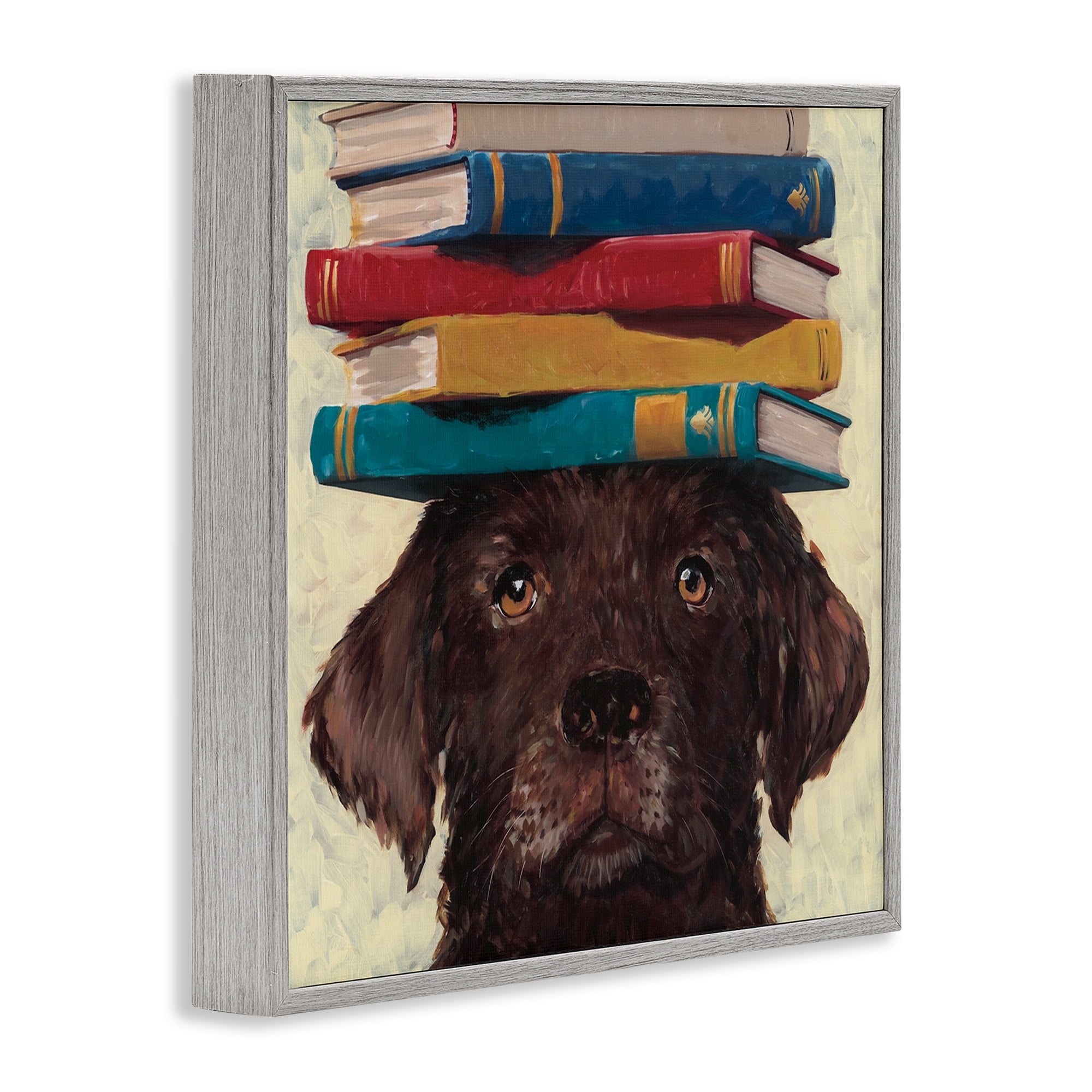 Stupell Industries Studious Abby Dog Gray Framed Giclee Art, design by Studio Bautista