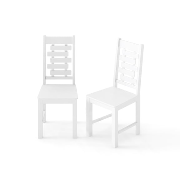 Furnibear Wood Dining Chairs Set of 2 with Solid Back and Tall Backrest Rubber Wood Kitchen Chairs for Dining Room, White