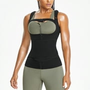 Junlan Women Sauna Sweat Suit Waist Trainer Corset Tummy Control Waist Trimmer Tank Top Neoprene Weight Loss Body Shaper Vest(Black Small)