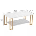thumbnail image 4 of 2-Tier Marble PVC Coffee Table with Storage Shelf Sturdy Iron Frame Center Table, 4 of 6