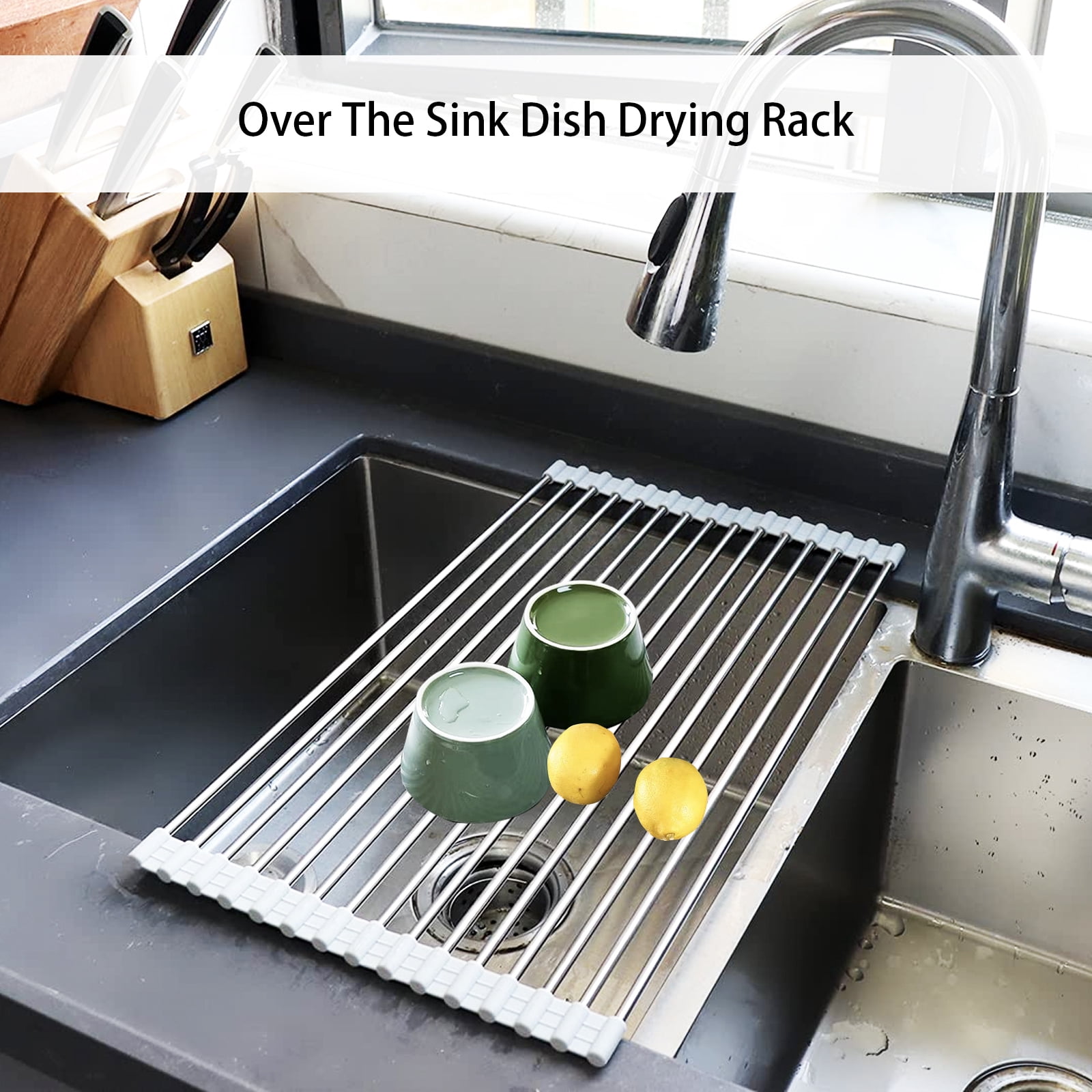 Buy Over The Sink Dish Drying Rack, Roll Up Dish Drying Rack Kitchen ...