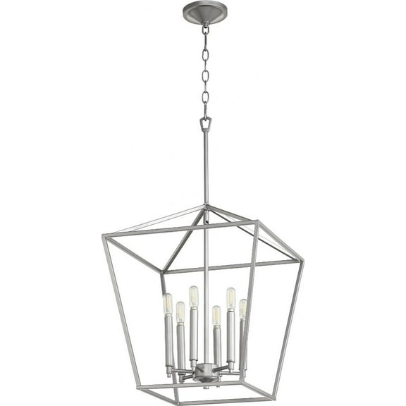 604-6-64-Quorum Lighting-Gabriel - 6 Light Entry Pendant in Quorum Home Collection style - 17 inches wide by 21 inches high-Classic Nickel Finish