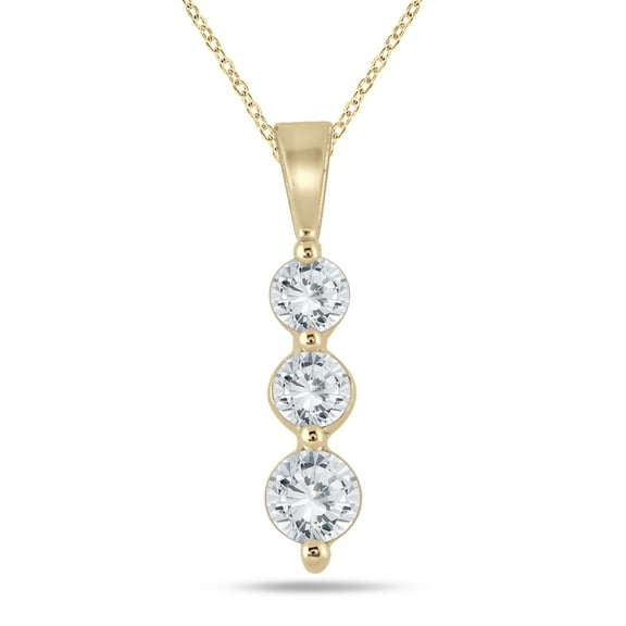 SZUL Women's 1/2 Carat TW Three Stone Diamond Pendant in 10K Yellow Gold (K-L Color, I2-I3 Clarity)