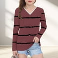 thumbnail image 2 of Ashirexll Long Sleeve Shirts Winter Tops for Girls 2-14 Years Stripe Fashion Casual V-Neck Long Sleeve Top for Spring and Fall, 2 of 7