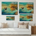 thumbnail image 4 of Designart 'Orange Trees With Turquoise Lake During Sunset' Nautical & Coastal Print on Natural Pine Wood, 4 of 5