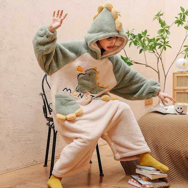 Pijamas gruesos con capucha para mujer, ropa de dormir con dibujos animados de conejo rosa, mono de una pieza de Anime para adulto, ropa de noche de Navidad