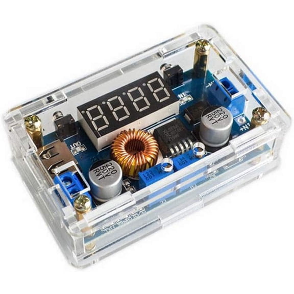 Treedix XL4015 DC-DC Step Down Module High-Power LED Constant Current Drive Module with Voltmeter Display Acrylic Case Compatible with Battery Charging