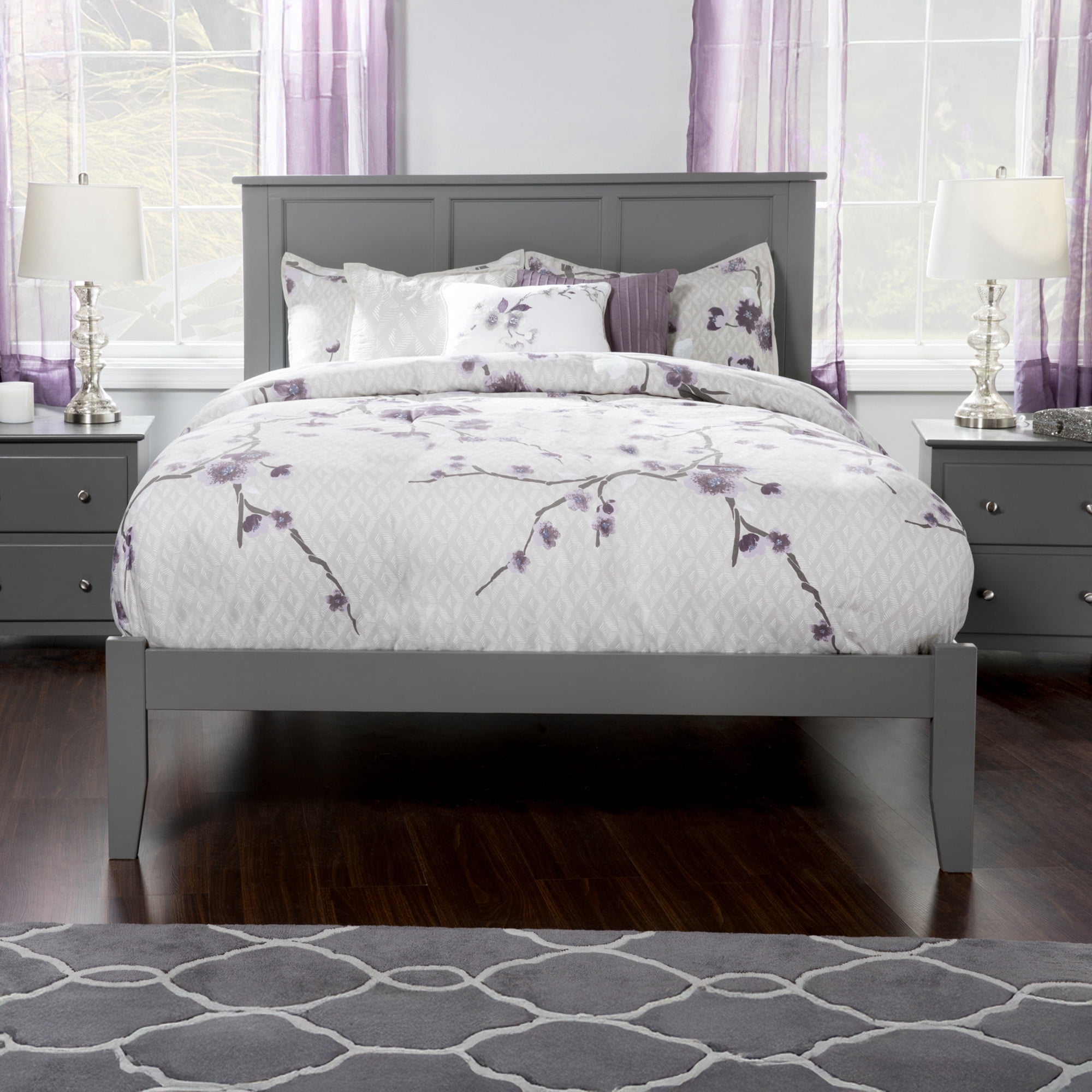 AFI Madison King Solid Wood Platform Bed, Grey