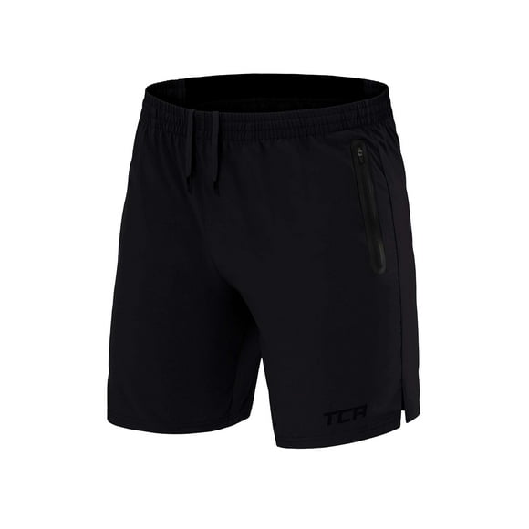 Tca Mens Elite Tech Lightweight Running Or Gym Training Shorts With Zip Pockets - Triple Black Xx-Large