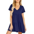 thumbnail image 2 of Horkkom Mini Dresses for Women V Neck Short Sleeve Loose Sundresses Casual Beach Holiday Summer Dresses XL, 2 of 9