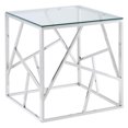 thumbnail image 1 of Contemporary Stainless Steel & Glass Accent Table in Silver, 1 of 4
