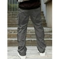 thumbnail image 4 of Men’s Loose Fit Cargo Pants with Multiple Pockets Drawstring Waistband Zipper Details Casual Straight Leg Trousers, 4 of 5