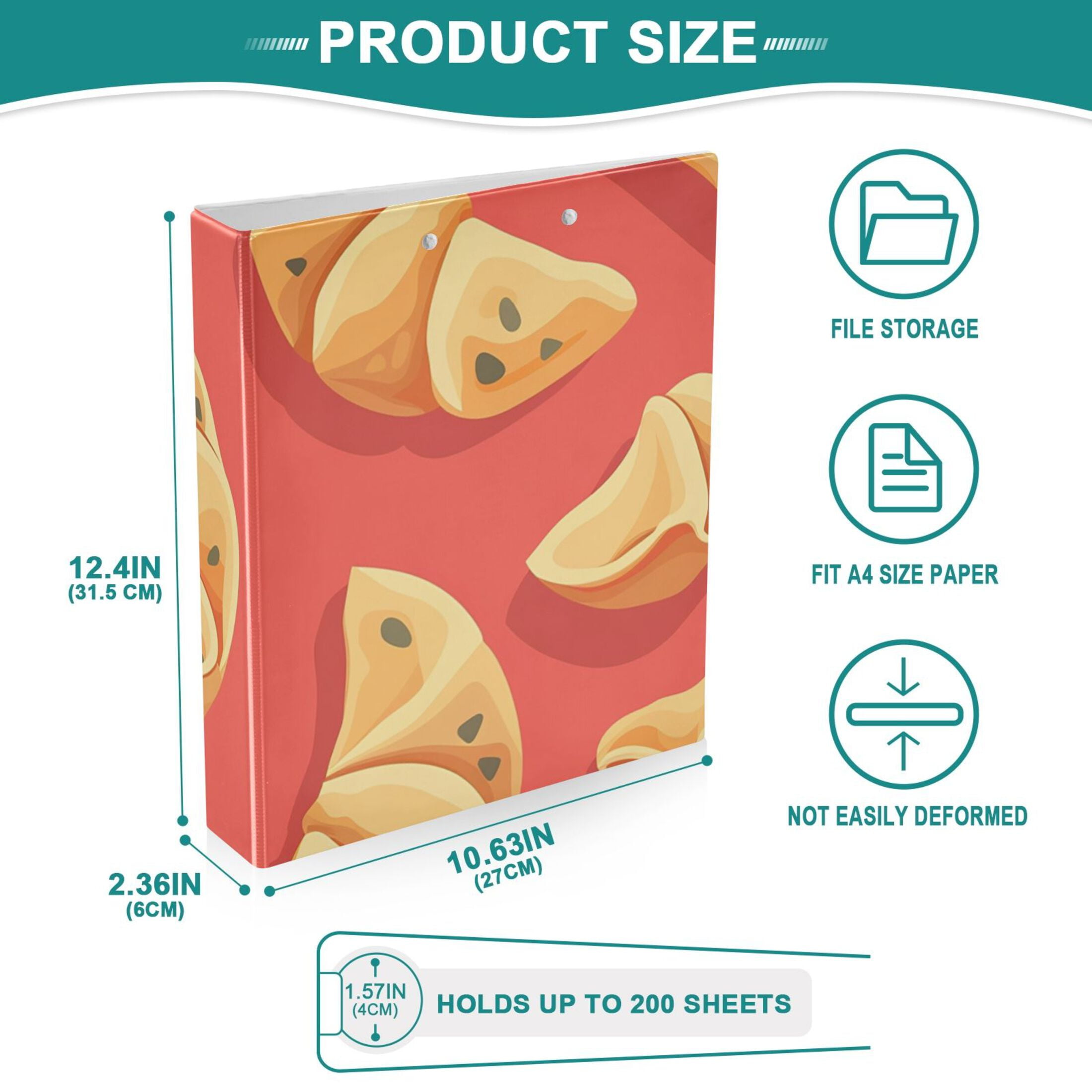 Fortune Cookies Red 3 Ring Binders 1.5 inch Hardcover File Folders with Interior Pockets A4 Size Organizer for School Office Hospital
