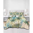 thumbnail image 2 of Full Size Quilt Bedding Set, Tropical Plant Reversible Summer Quilt 3 Pieces, Summer Watercolor Boho Green Palm Tree Beige Lightweight Bedspreads Coverlets with 2 Pillow Shams for All Seasons, 2 of 5