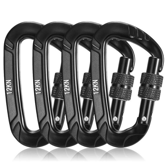 12KN Twist Locking Carabiner Set of 4 Snag-Free Design