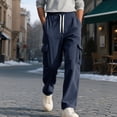 thumbnail image 5 of Big and Tall Cargo Pants for Men Corduroy Straight Leg Relaxed Fit Multi Pocket Drawstring Casual Travel Trousers, 5 of 7