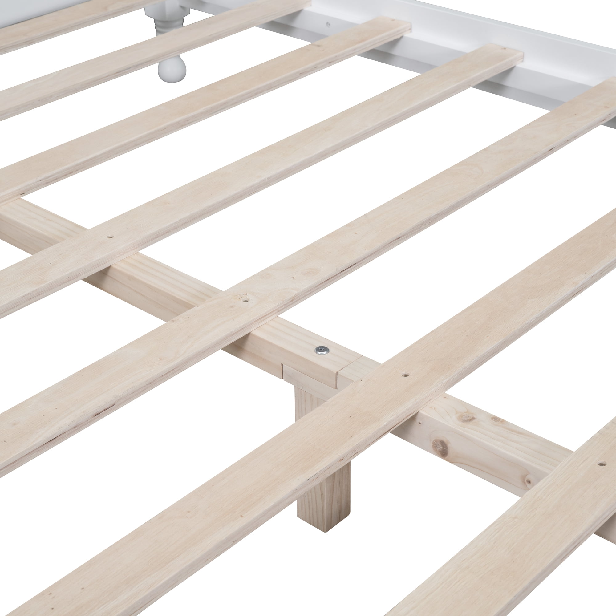 Euroco Wood Full Size Retro Style Platform Bed, White