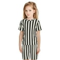 thumbnail image 5 of Balery Black And White Thick Stripes Conjunto de Pijama Infantil de Manga Corta con Estampado – Ropa de Dormir de Algodón Suave-3X-Large, 5 of 5