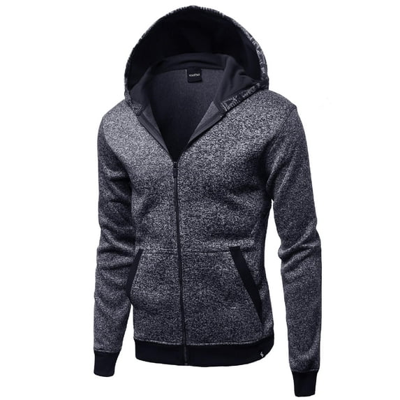 Men's Fine Quality Plush Fleece Lined Zip up Hoodie Jacket