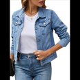 thumbnail image 1 of Chaquetas Vaqueras para Mujer, Básicas, de Larga, con Botones, Estilo Corto, A Azul XL, 1 of 7