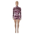 thumbnail image 3 of Women’s Leopard Print Long Sleeve Jumpsuit Crew Neck Slim Fit Stretch One-Piece Outfit, 3 of 6