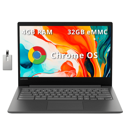 Lenovo Chromebook S330 Laptop, 14" Thin and Light Laptop Computer, MediaTek MTK 8173C 1.70GHz, 4GB RAM, 32GB eMMC, WiFi, Bluetooth 4.1, USB 3.0, HDMI, Chrome OS, Hotface 128GB USB Card