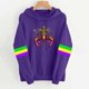 thumbnail image 1 of Uootdi Mardi Gras Womens Drawstring Hoodies for Women Carnival Crewneck Heart Print Hooded Long Sleeve Pullover Festive Color Block Loose Sweatshirts Gift, 1 of 4
