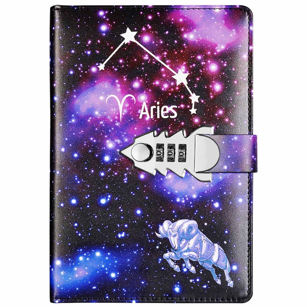 Locking Diary Combination Lock Journal Constellation Writing Diary A5