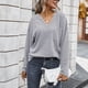 thumbnail image 2 of Suéter De Invierno, Lavar A Máquina Blusa De Mujer Cuello En V Transpirable Color Puro Con Bolsillo Para Oficina ANGGREK Otros, 2 of 8