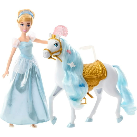 Mattel Disney Princess Toys, Cinderella Doll with Horse and Styling Accessories, Inspired by the Disney Movie, HPF95