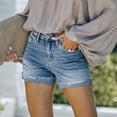 thumbnail image 4 of Mid Rise Ripped Denim Shorts – Frayed Cuffed Hem Casual Jean Shorts with 5 Pockets, 4 of 5