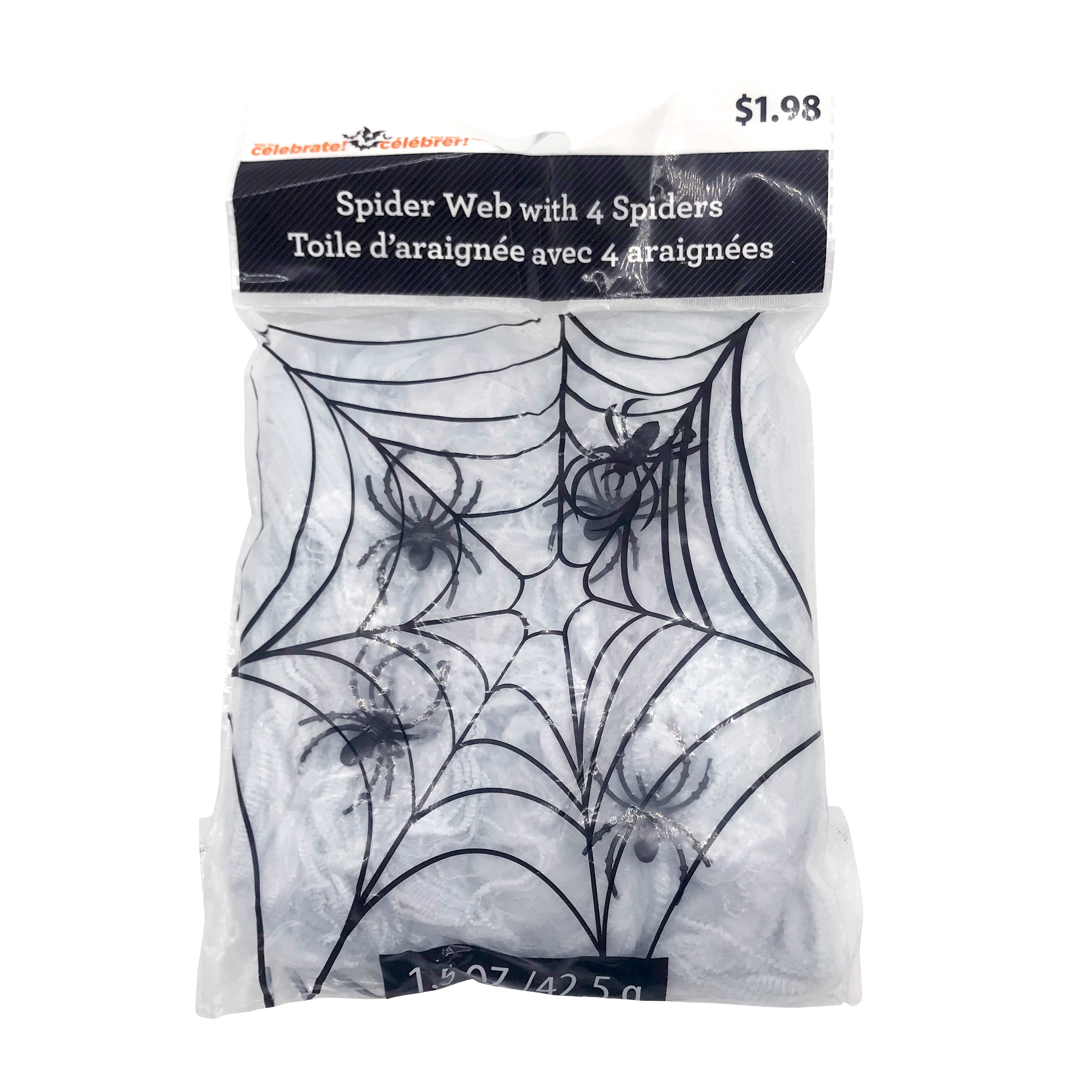 Way to Celebrate 1.5 oz White Spider Web with 6 Black Spiders