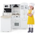 thumbnail image 3 of Gymax Kid's Corner Kitchen Playset Wooden Chef Play w/ Stove Utensils & Refrigerator, 3 of 9