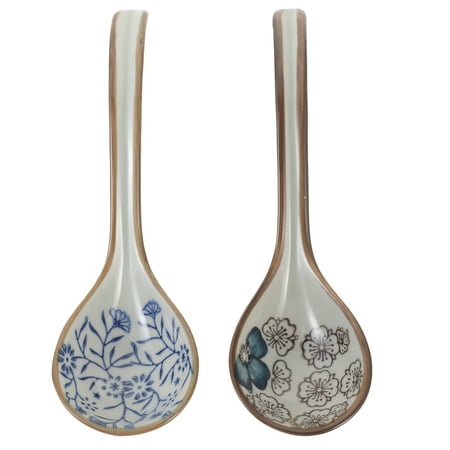 

PATKAW 2pcs Ceramic Spoon Porridge Spoon Delicate Soup Spoon Food Serving Spoon Tablespoon