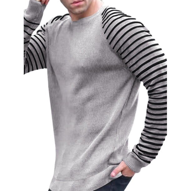 Jersey para Hombre Suéter con Cuello Redondo Jersey de Manga Larga Top Ropa de Punto Informal para Exteriores